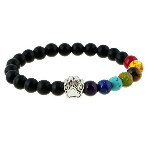 Natural Stone Bead Paw Bracelet