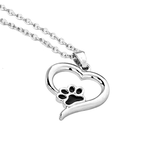 Dog Paw Heart Necklace