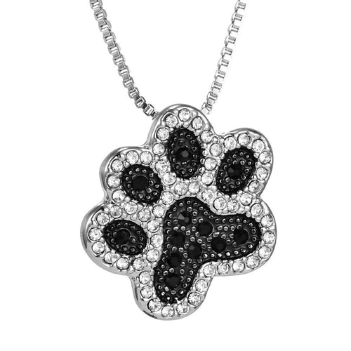 Rhinestone Dog Paw Necklace